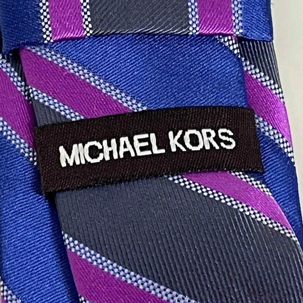 Michael Kors Designer Necktie Narrow‎ Blue Gray Pink Striped